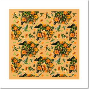 Kalanchoe pattern on yellow Posters and Art